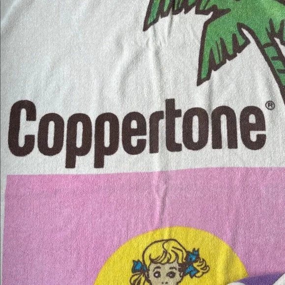 Vintage Coppertone Beach Towel Girl Dog Palm Tree 36X62 Sunscreen Iconic USA - Picture 4 of 14